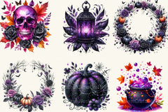 Black & Purple Gothic Autumn Clipart Bundle - CraftNest - Digital Crafting and Art