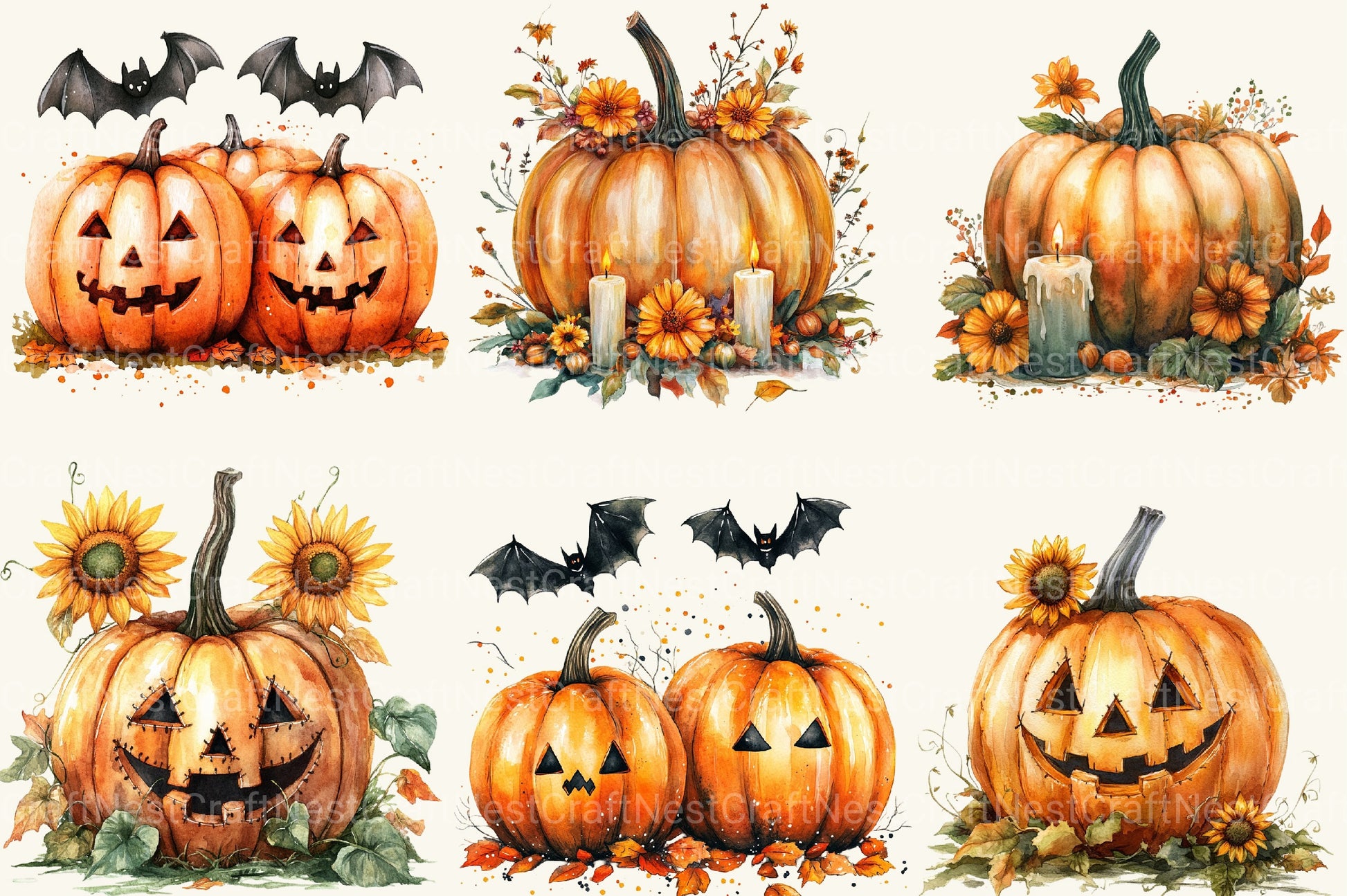 Fall Halloween Pumpkins Clipart Bundle - CraftNest - Digital Crafting and Art