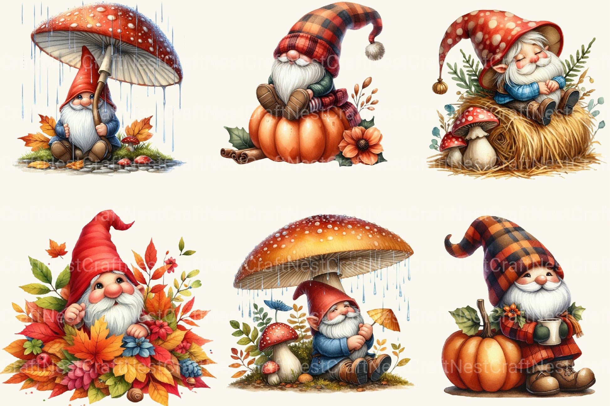 Autumn Gnomes Clipart Bundle 2 - CraftNest - Digital Crafting and Art