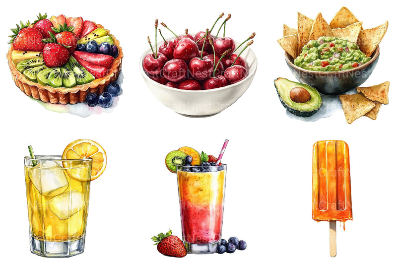 Summer Fruits And Foods Clipart Bundle - CraftNest - Digital Crafting and Art