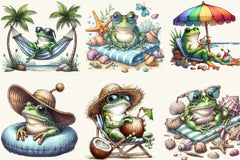 Frog Enjoying Summer Holiday Clipart Bundle - CraftNest - Digital Crafting and Art