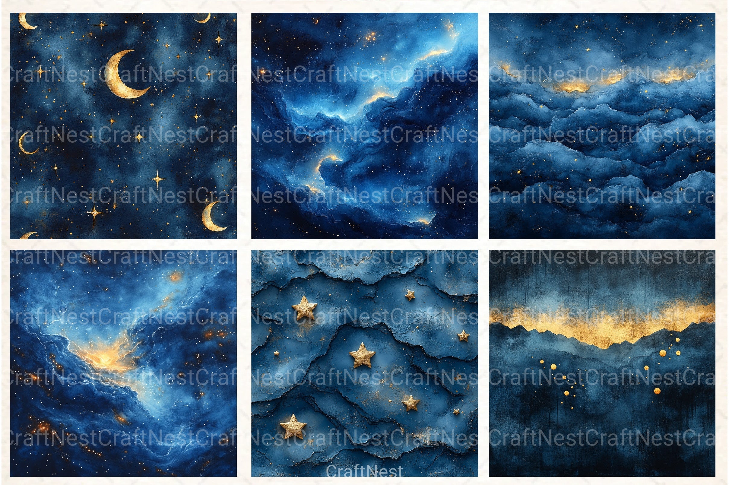 Gold Starry Grunge Digital Paper 4 - CraftNest - Digital Crafting and Art