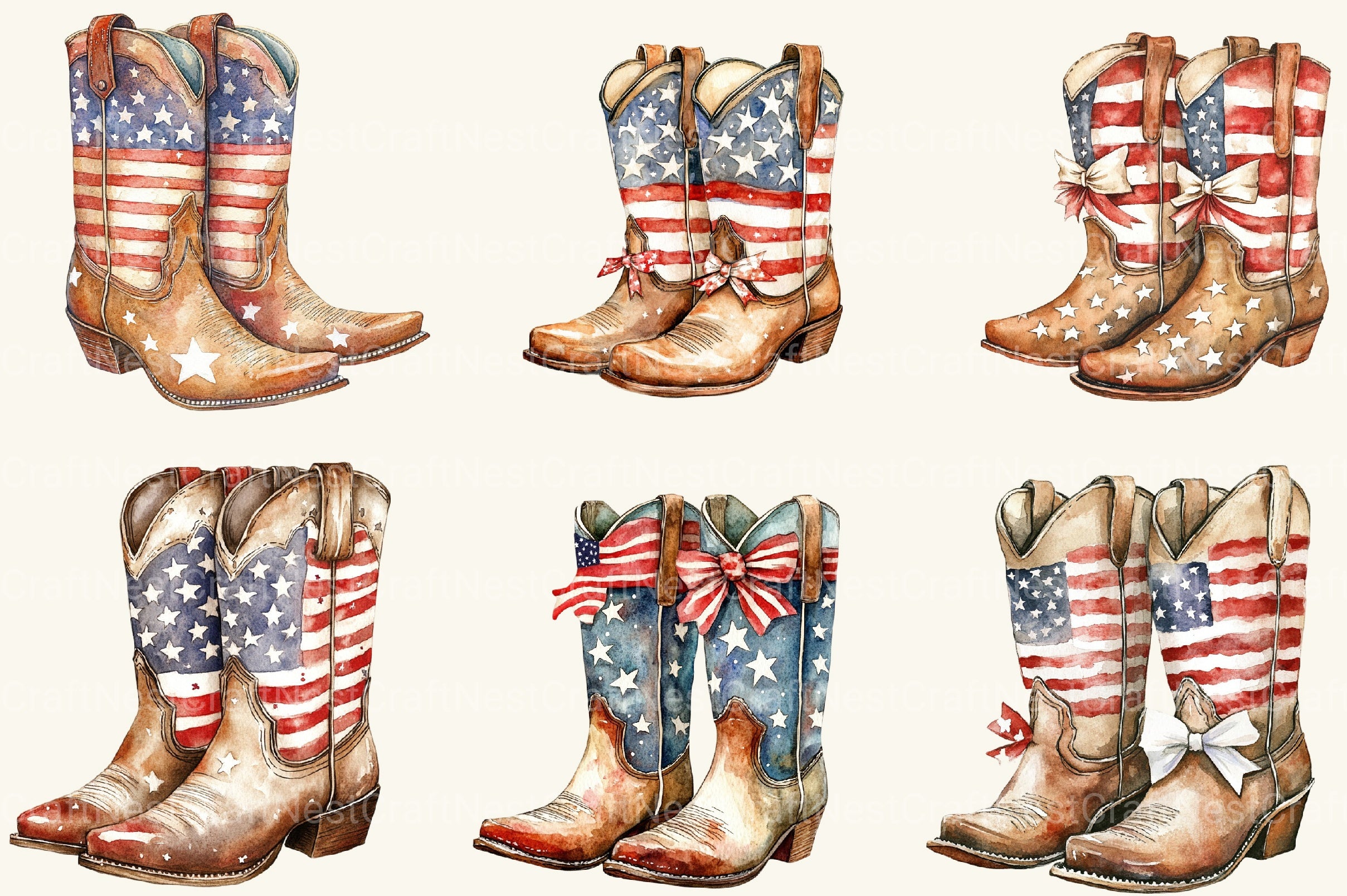 Coquette Cowgirl 4th Of July Clipart Bundle - CraftNest - Digital Crafting and Art