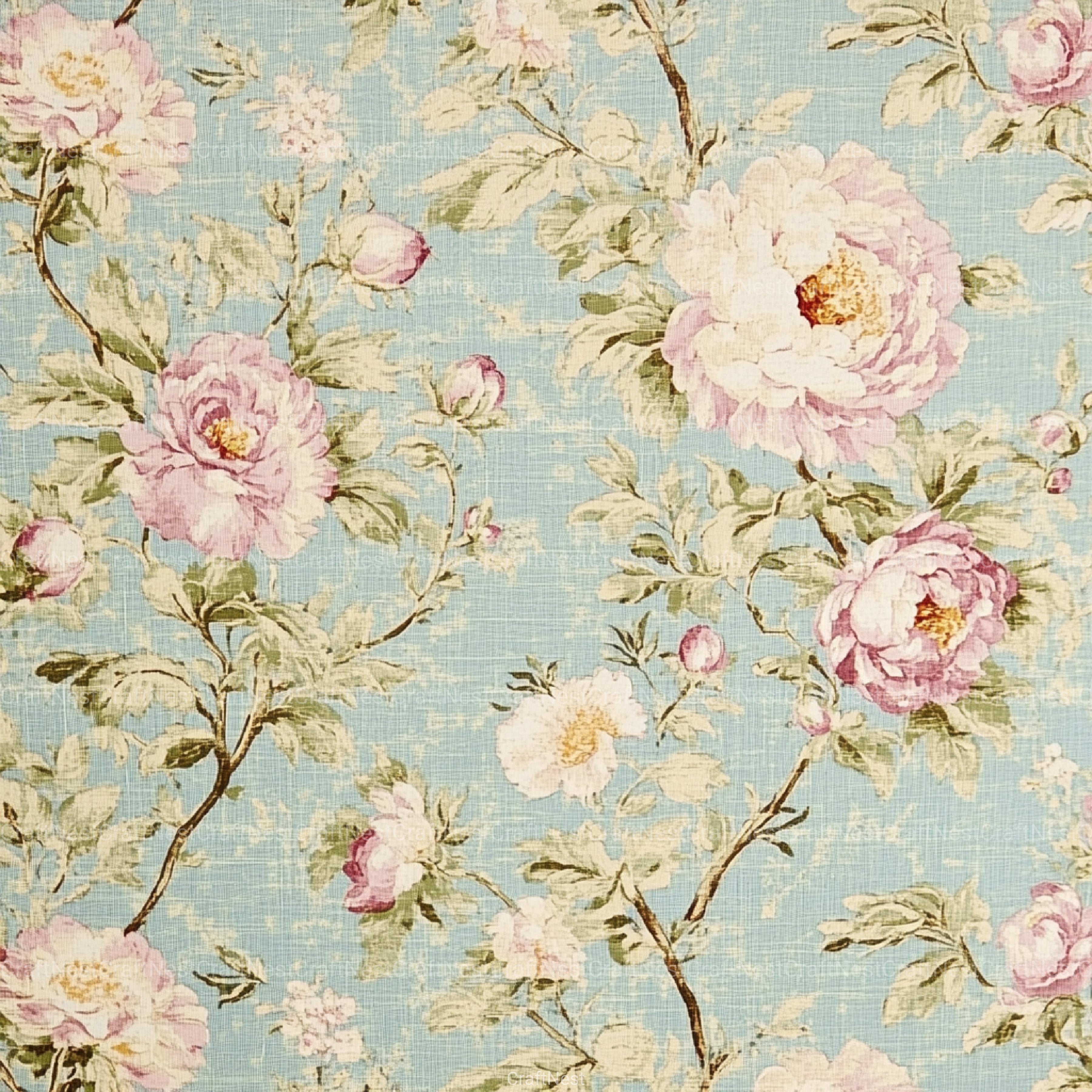 French Shabby Chic Pastel Flower Pattern Clipart Bundle 2 - CraftNest - Digital Crafting and Art