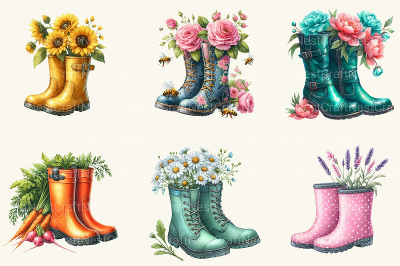 Garden Boots Clipart Bundle 2 - CraftNest - Digital Crafting and Art