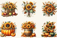 Vintage Sunflowers Autumn Clipart Bundle 2 - CraftNest - Digital Crafting and Art