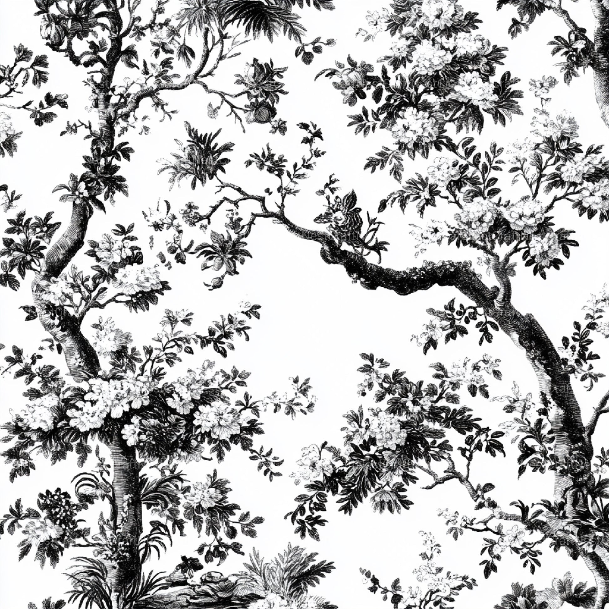 Black White Spring Toile De Jouy Pattern Clipart Bundle - CraftNest - Digital Crafting and Art