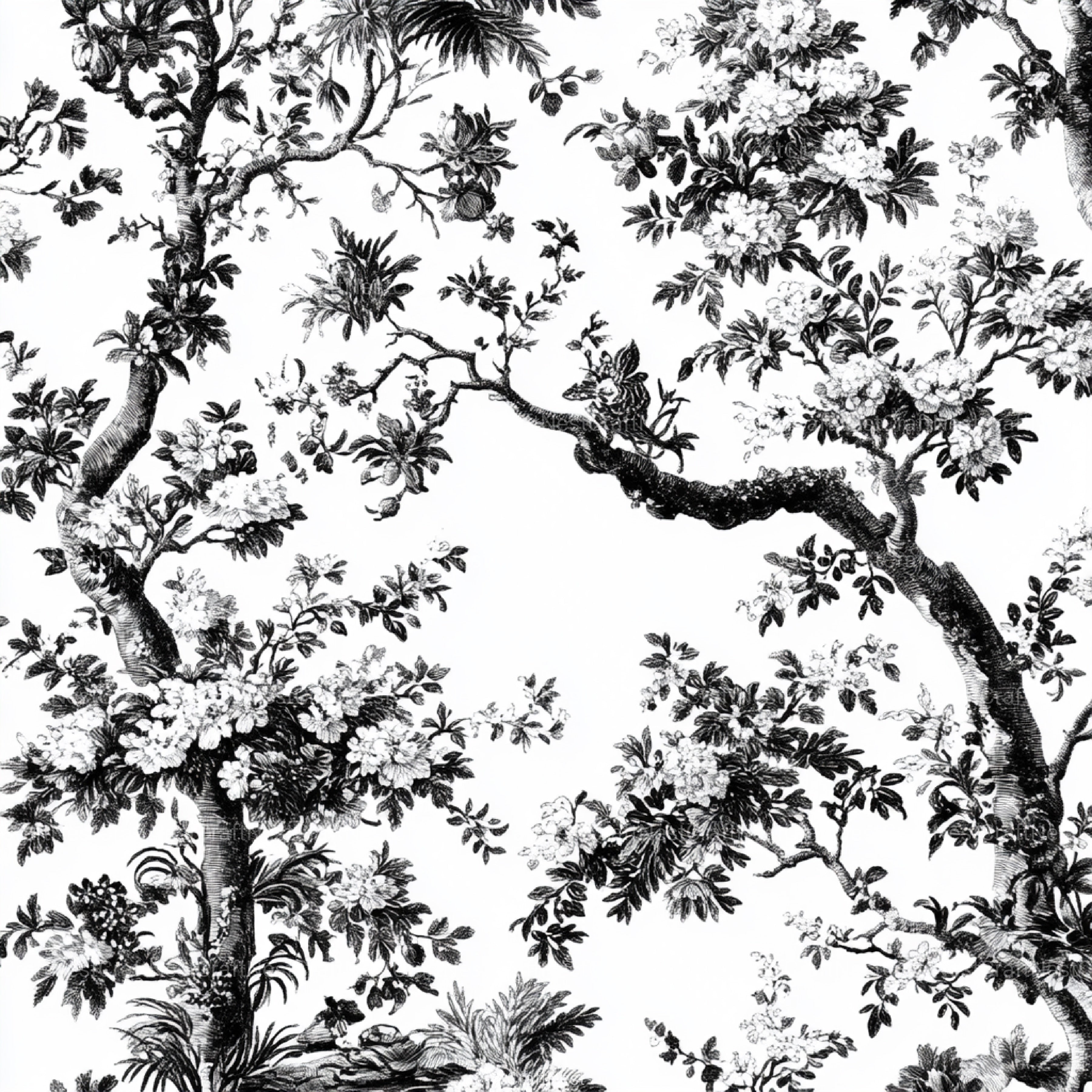 Black White Spring Toile De Jouy Pattern Clipart Bundle - CraftNest - Digital Crafting and Art