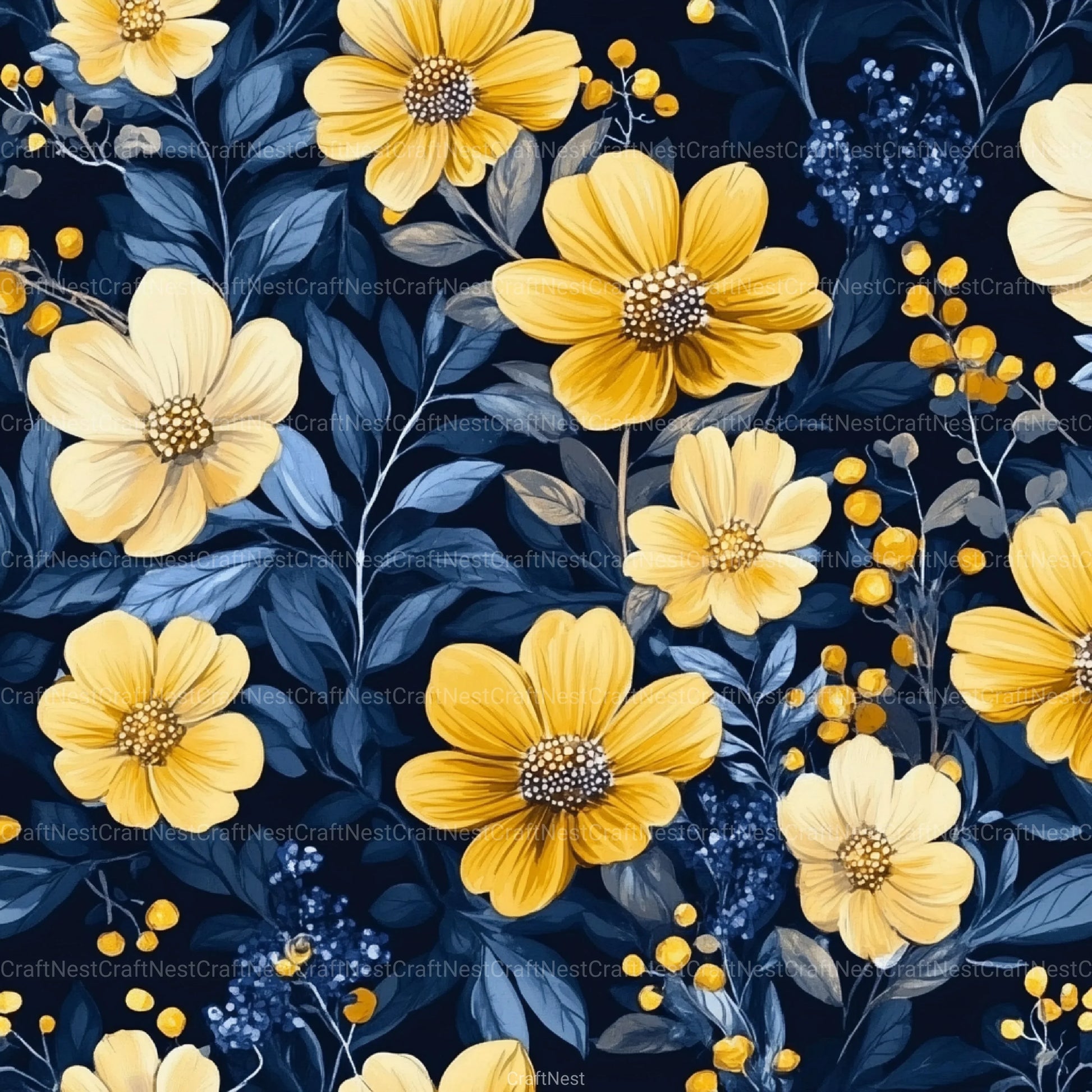 Flowers Seamless Pattern Digital Paper - CraftNest - Digital Crafting and Art