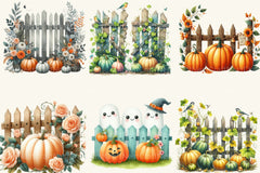 Fall Pumpkin Fence Clipart Bundle - CraftNest - Digital Crafting and Art