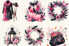 Pink And Black Autumn Clipart Bundle 1 - CraftNest - Digital Crafting and Art