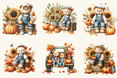Bear Autumn Clipart Bundle - CraftNest - Digital Crafting and Art