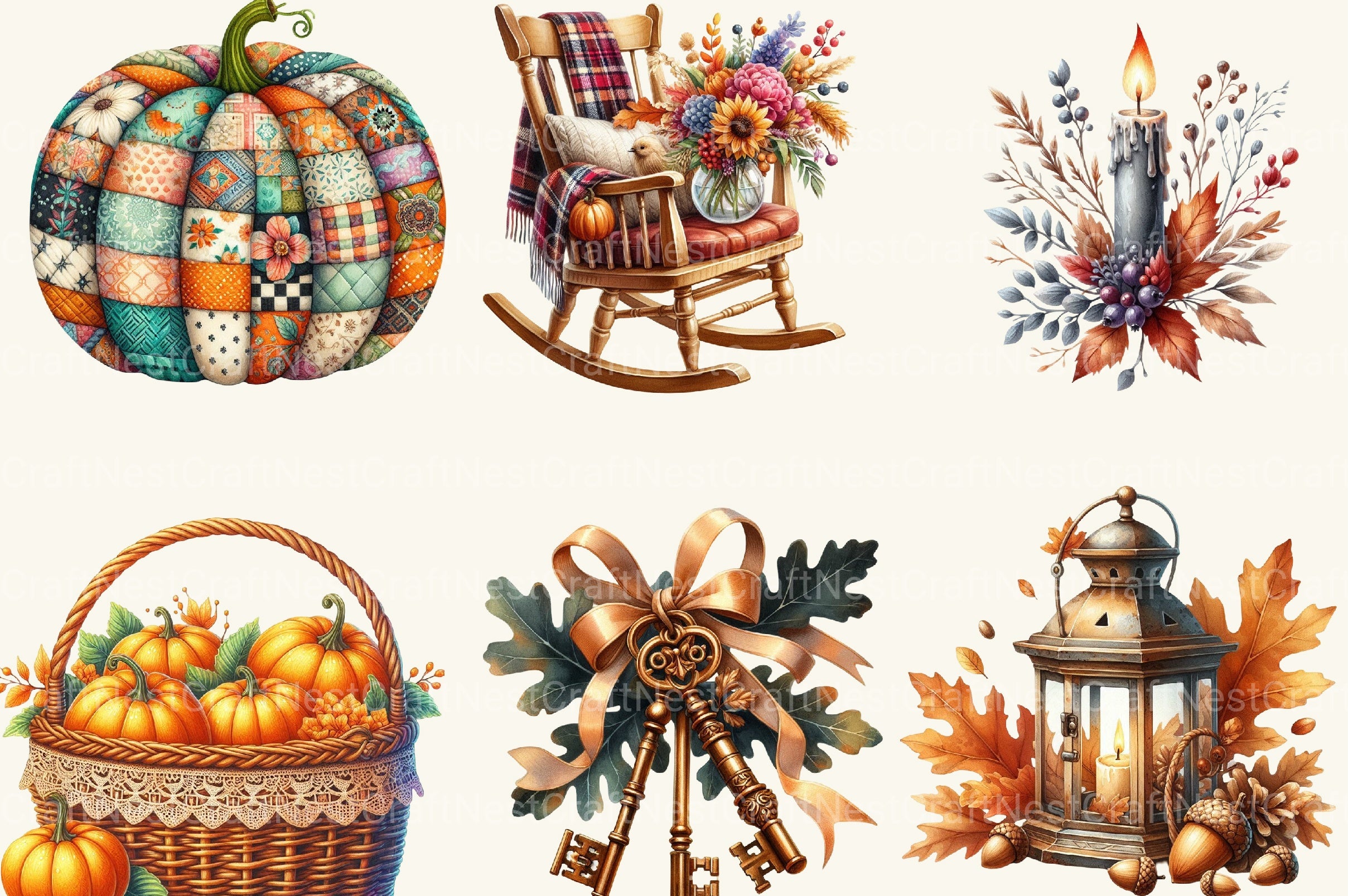 Vintage Fall Decorations Clipart Bundle 2 - CraftNest - Digital Crafting and Art
