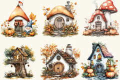 Whimsical Autumn House Clipart Bundle - CraftNest - Digital Crafting and Art