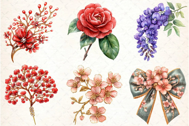 Japan Flower & Jewelry Clipart Bundle - CraftNest - Digital Crafting and Art