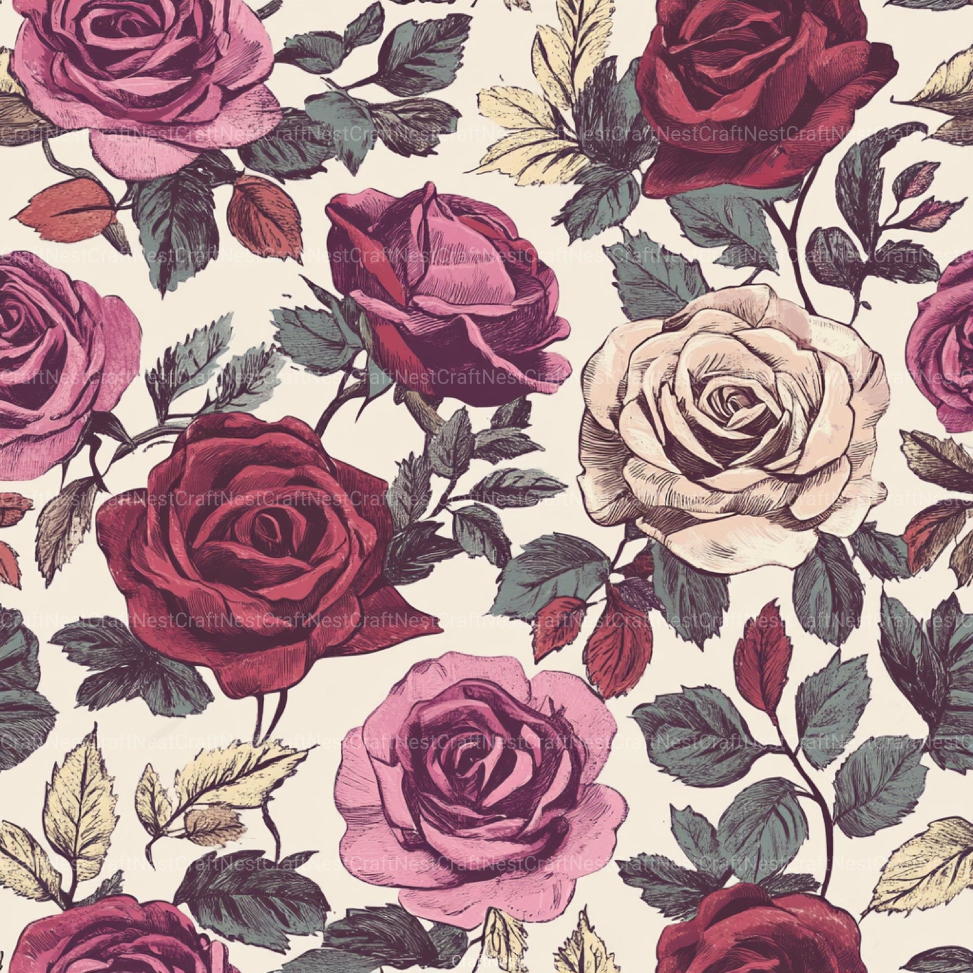 Boho Rose Tones Pattern Clipart Bundle - CraftNest - Digital Crafting and Art