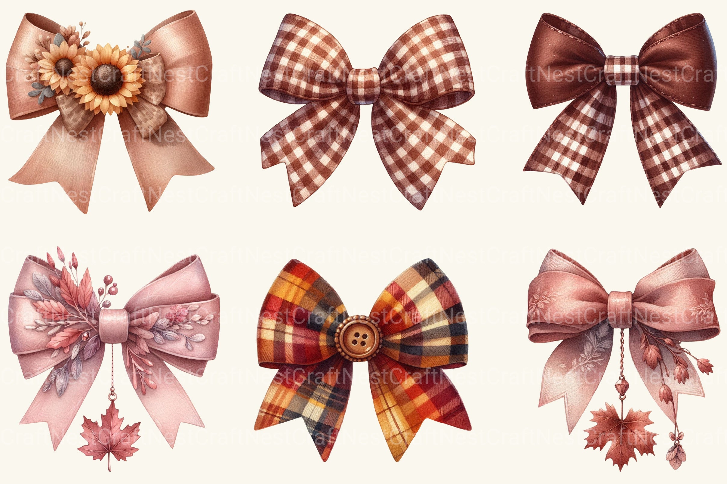 Autumn Coquette Bows Clipart Bundle 2 - CraftNest - Digital Crafting and Art