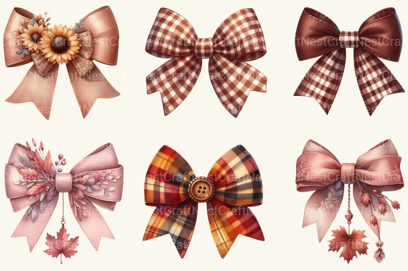 Autumn Coquette Bows Clipart Bundle 2 - CraftNest - Digital Crafting and Art
