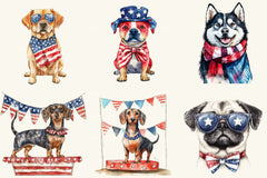 Patriotic Dogs 4th Of July Clipart Bundle - CraftNest - Digital Crafting and Art