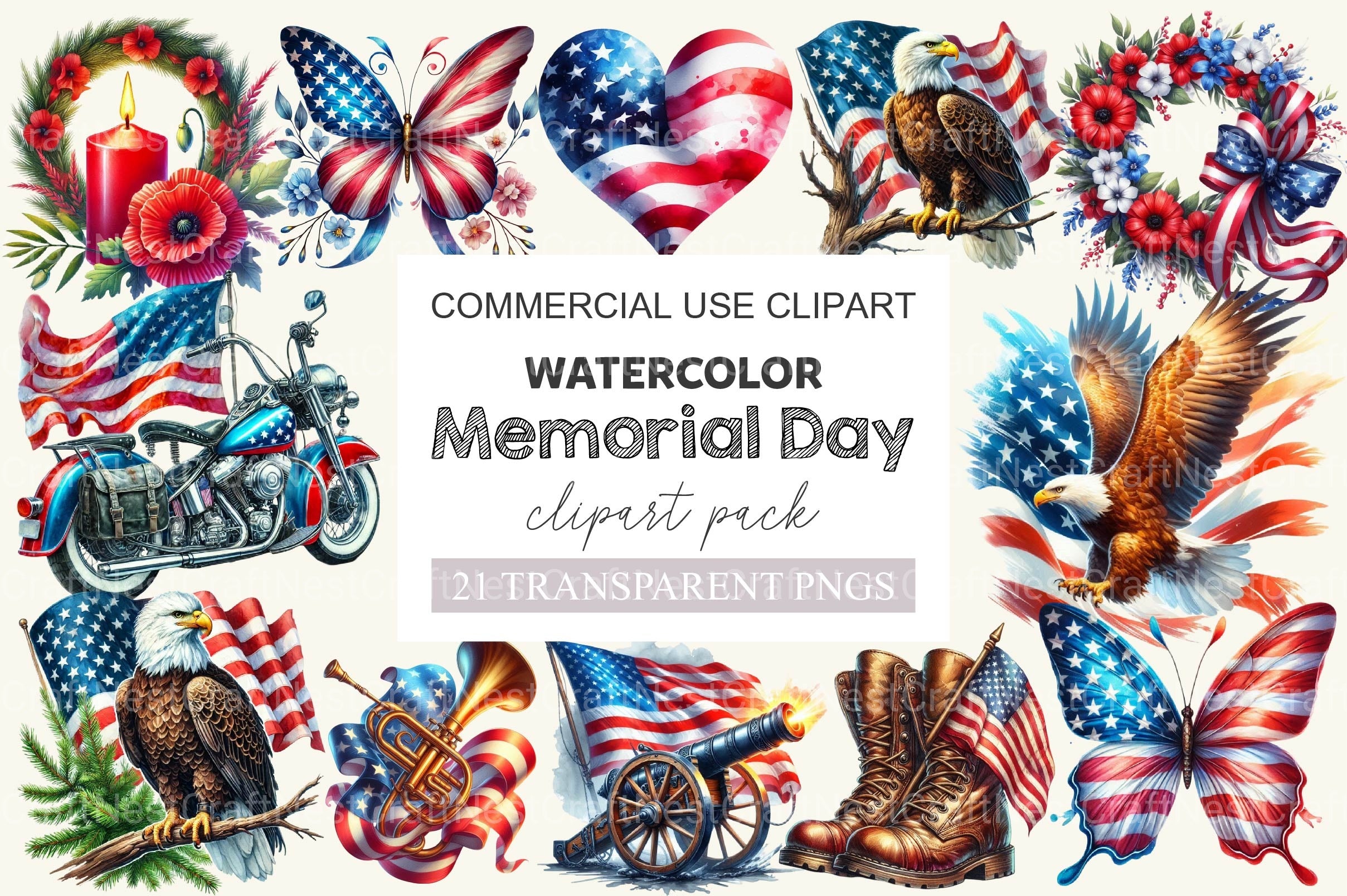Memorial Day Clipart Bundle 2 - CraftNest - Digital Crafting and Art
