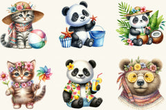 Cute Summer Animals Clipart Bundle 2 - CraftNest - Digital Crafting and Art