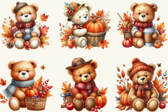 Autumn Teddy Bear Clipart Bundle - CraftNest - Digital Crafting and Art