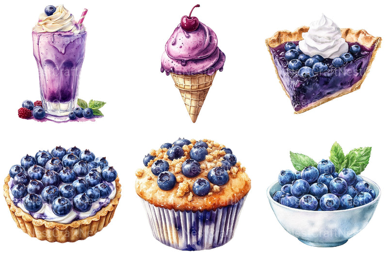 Summer Blueberry Sweet Clipart Bundle - CraftNest - Digital Crafting and Art