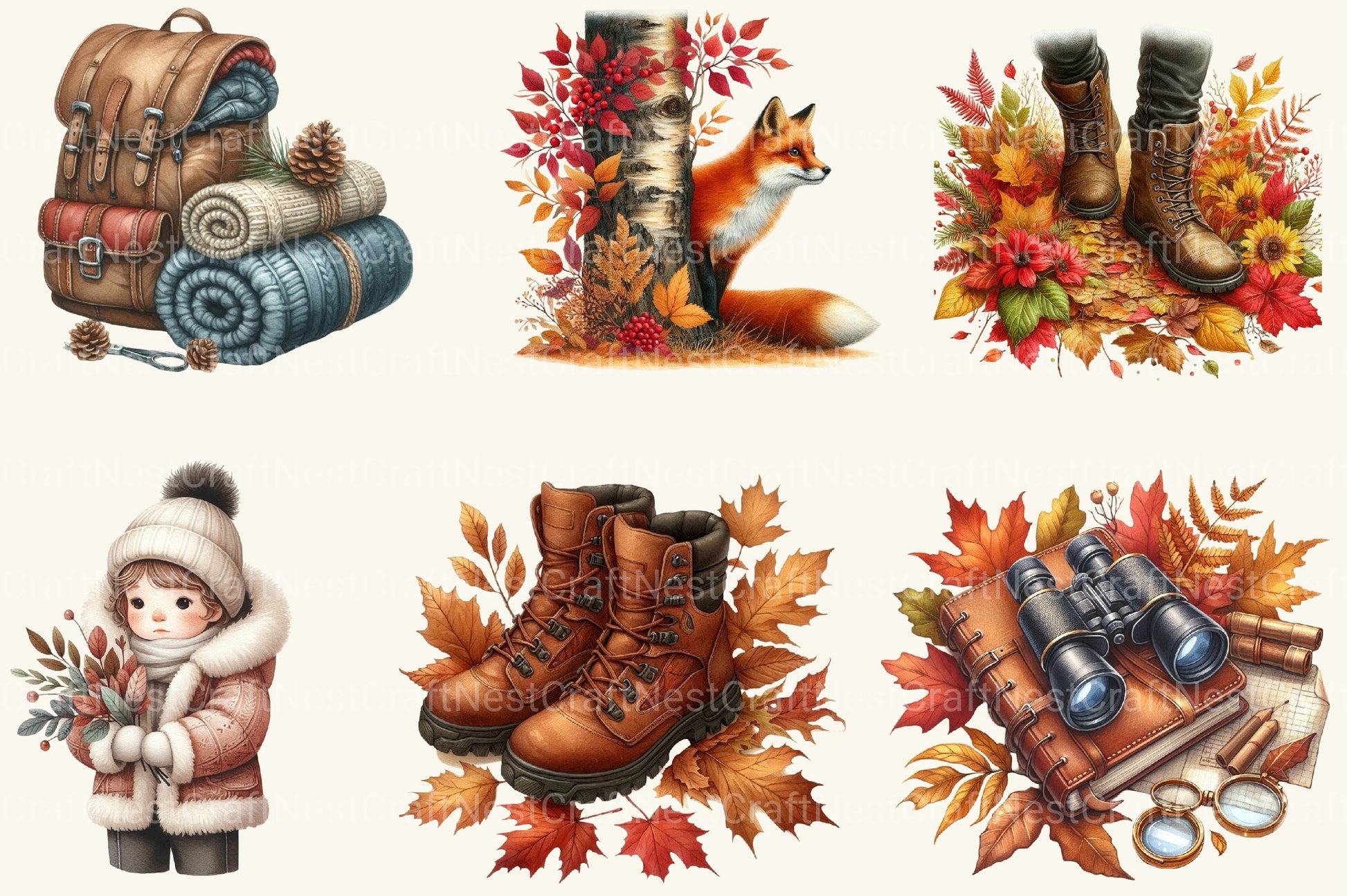 Autumn Nature Walk Clipart Bundle 2 - CraftNest - Digital Crafting and Art
