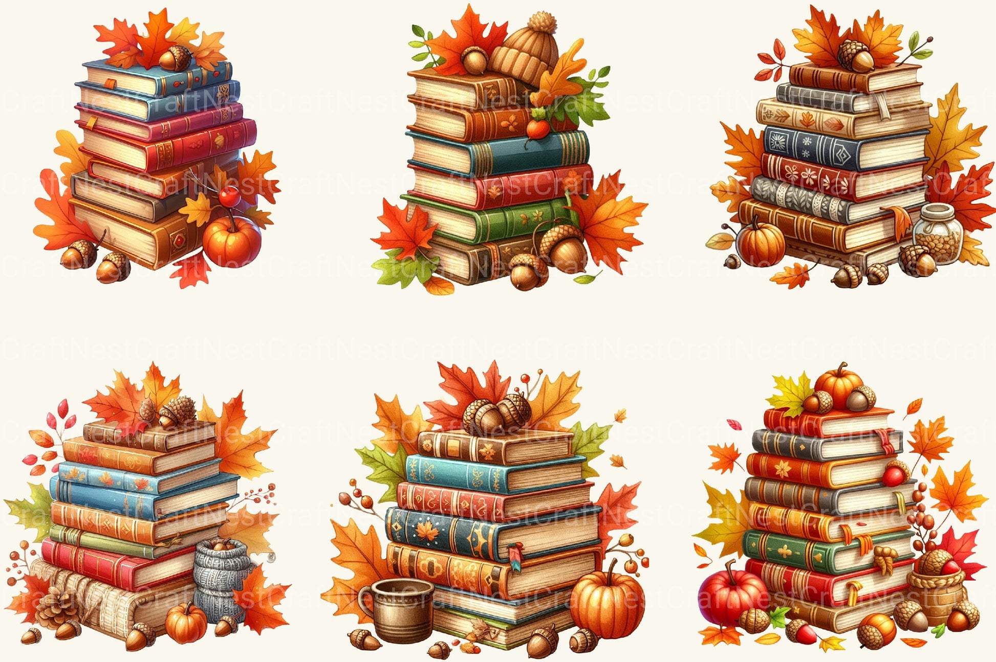 Fall Books Autumn Clipart Bundle - CraftNest - Digital Crafting and Art