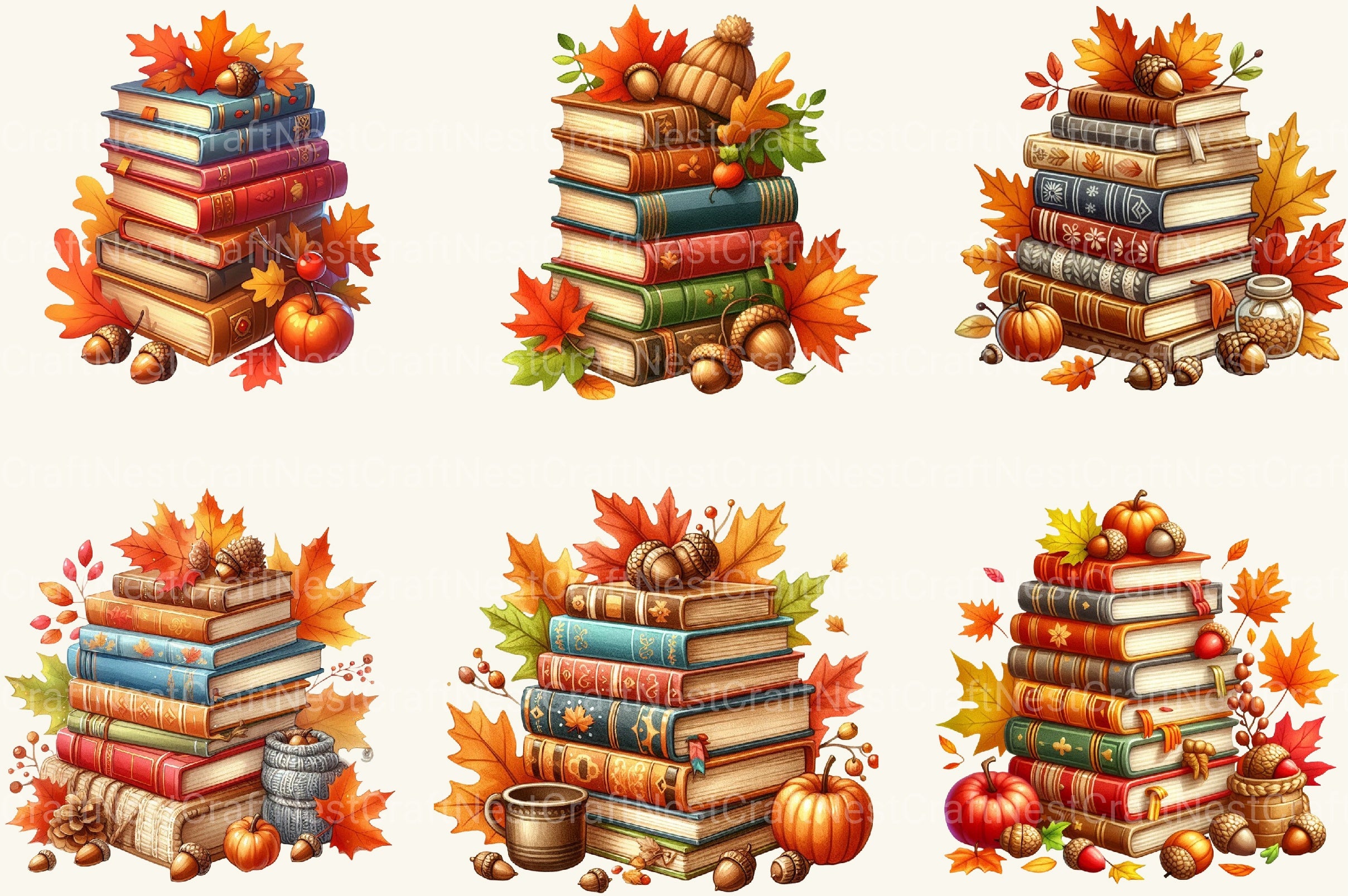Fall Books Autumn Clipart Bundle - CraftNest - Digital Crafting and Art