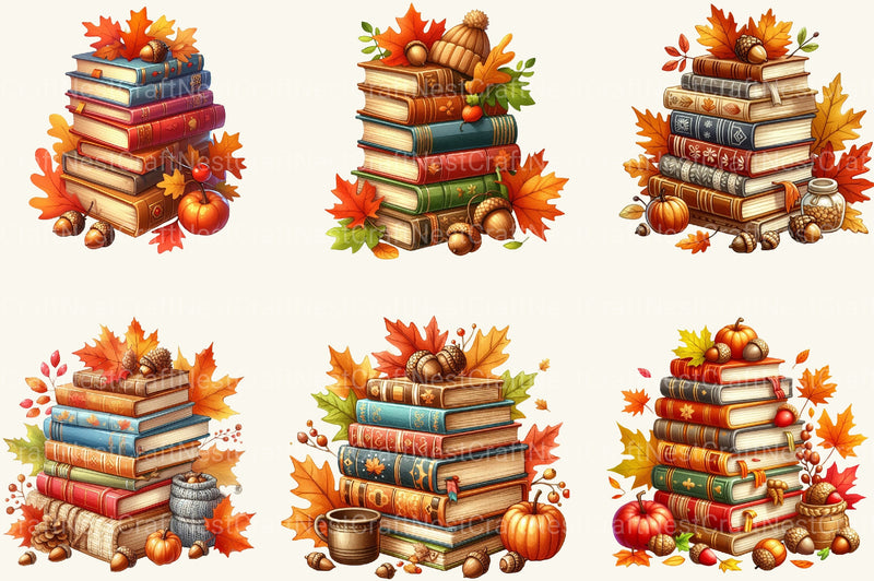 Fall Books Autumn Clipart Bundle - CraftNest - Digital Crafting and Art