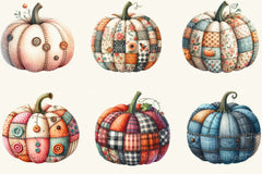 Autumn Patchwork Pumpkin Clipart Bundle 2 - CraftNest - Digital Crafting and Art