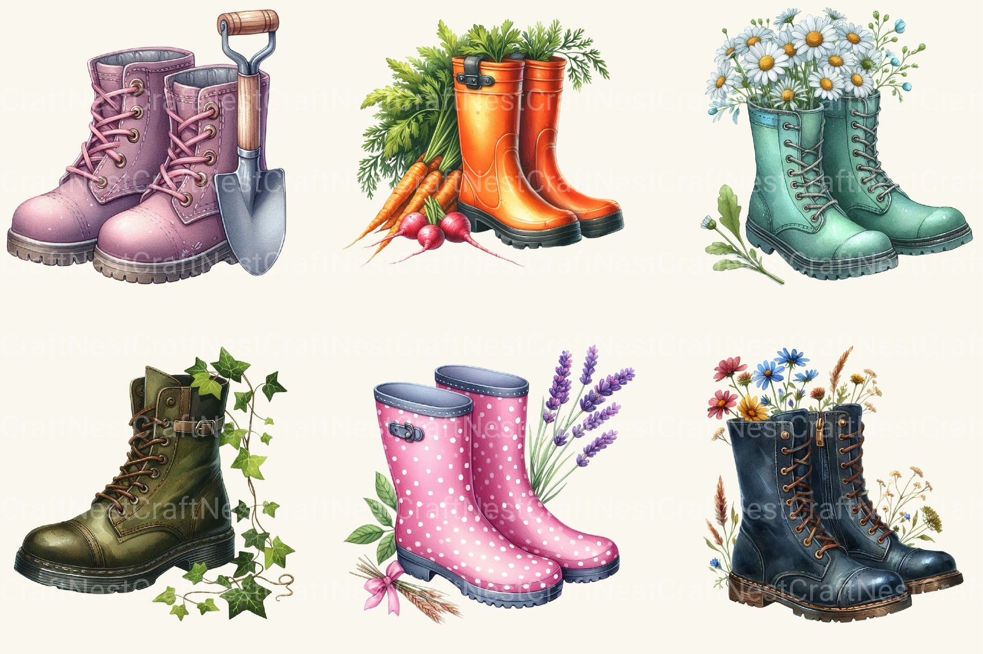 Garden Boots Clipart Bundle 2 - CraftNest - Digital Crafting and Art