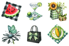 Black and Green Gingham Summer Clipart - CraftNest - Digital Crafting and Art