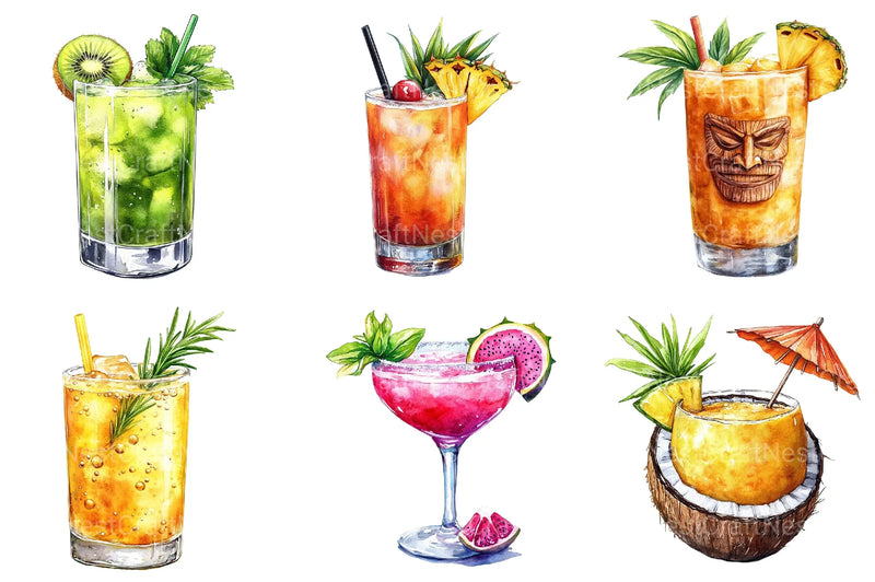 Tropical Cocktails Clipart Bundle - CraftNest - Digital Crafting and Art