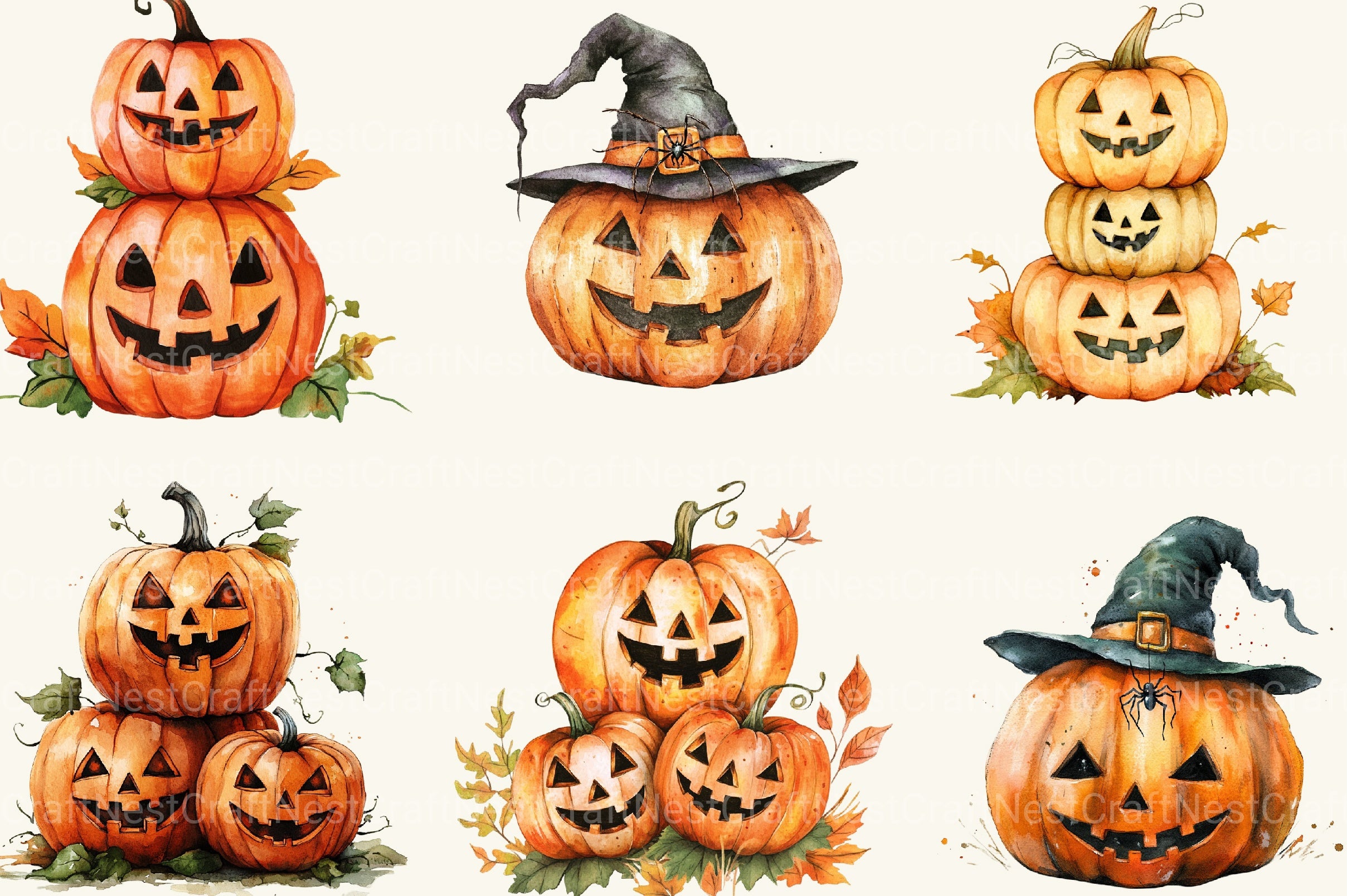 Fall Halloween Pumpkins Clipart Bundle - CraftNest - Digital Crafting and Art