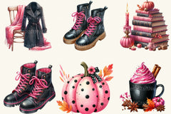 Pink And Black Autumn Clipart Bundle 1 - CraftNest - Digital Crafting and Art