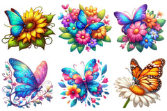 Butterfly Flowers Sublimation Clipart Bundle - CraftNest - Digital Crafting and Art