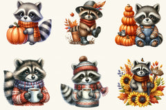 Autumn Raccoons Clipart Bundle 2 - CraftNest - Digital Crafting and Art