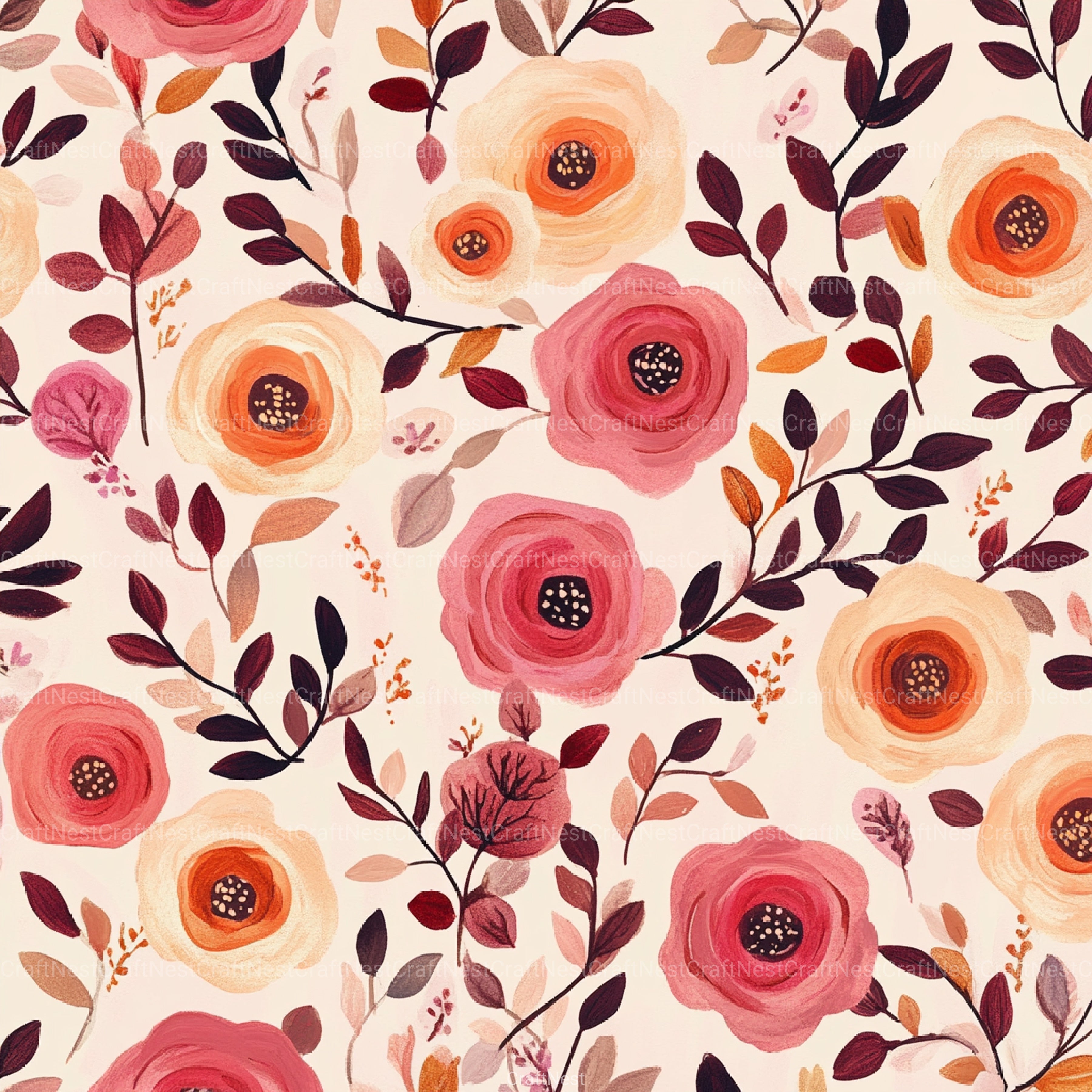 Boho Rose Tones Pattern Clipart Bundle - CraftNest - Digital Crafting and Art