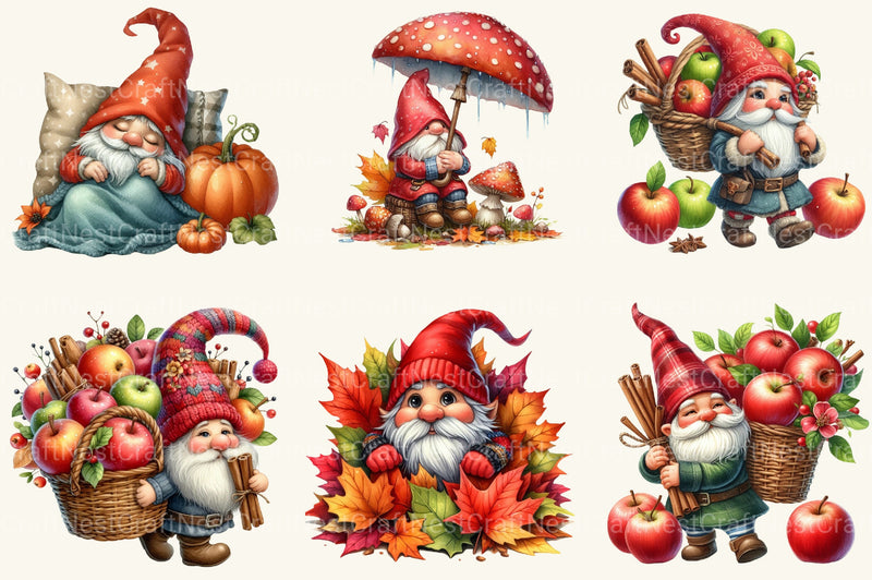 Autumn Gnomes Clipart Bundle 2 - CraftNest - Digital Crafting and Art