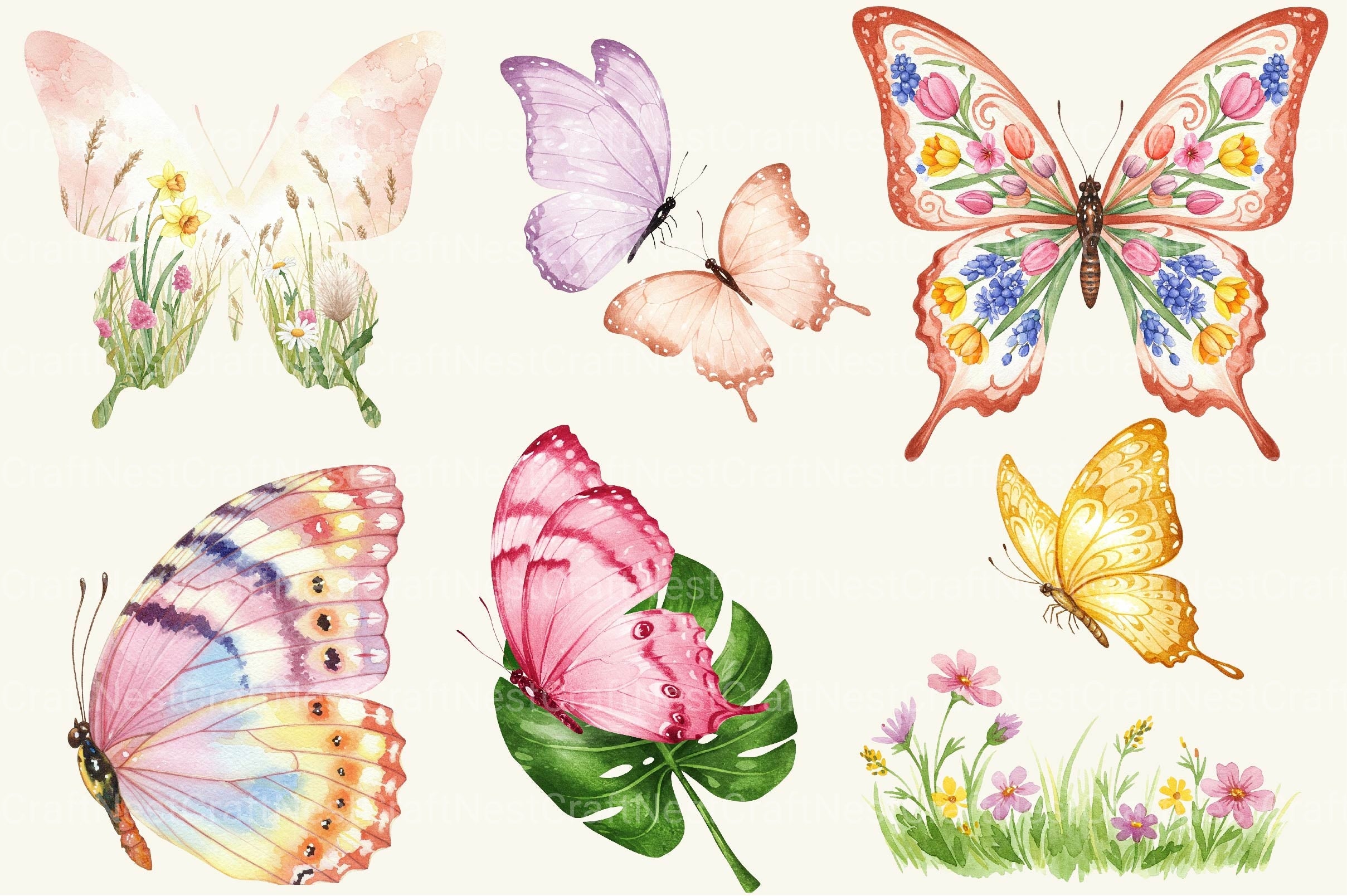 Spring Butterfly Clipart Bundle 3 - CraftNest - Digital Crafting and Art