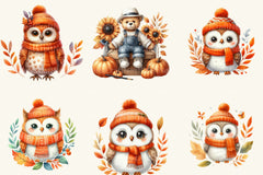 Cute Owl Autumn Clipart Bundle - CraftNest - Digital Crafting and Art