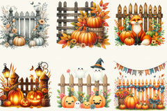 Fall Pumpkin Fence Clipart Bundle - CraftNest - Digital Crafting and Art