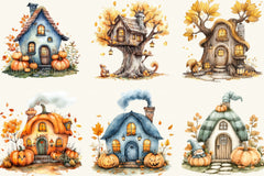 Whimsical Autumn House Clipart Bundle - CraftNest - Digital Crafting and Art