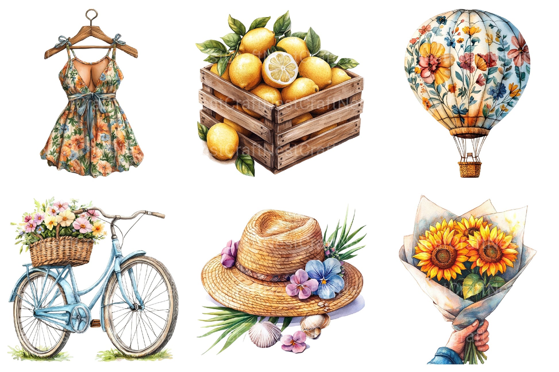 Boho Summer Clipart Bundle - CraftNest - Digital Crafting and Art