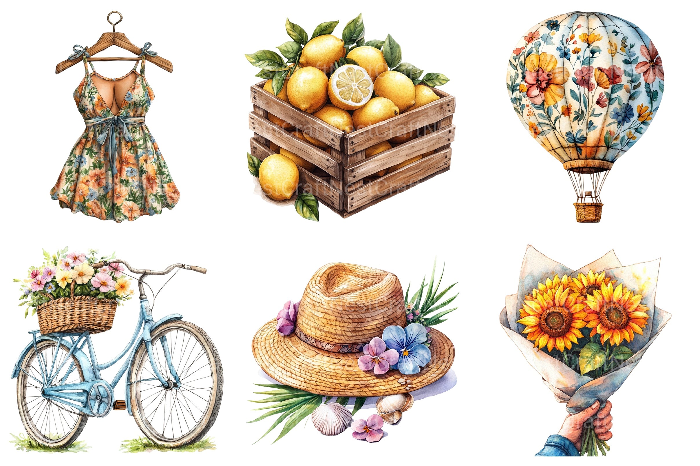 Boho Summer Clipart Bundle - CraftNest - Digital Crafting and Art