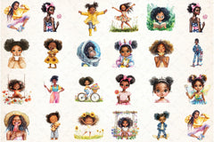 Cute Black Girl Clipart Bundle 99 - CraftNest - Digital Crafting and Art