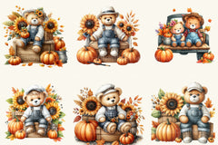 Bear Autumn Clipart Bundle - CraftNest - Digital Crafting and Art