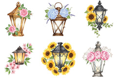Vintage Lantern With Flowers Clipart Bundle - CraftNest - Digital Crafting and Art
